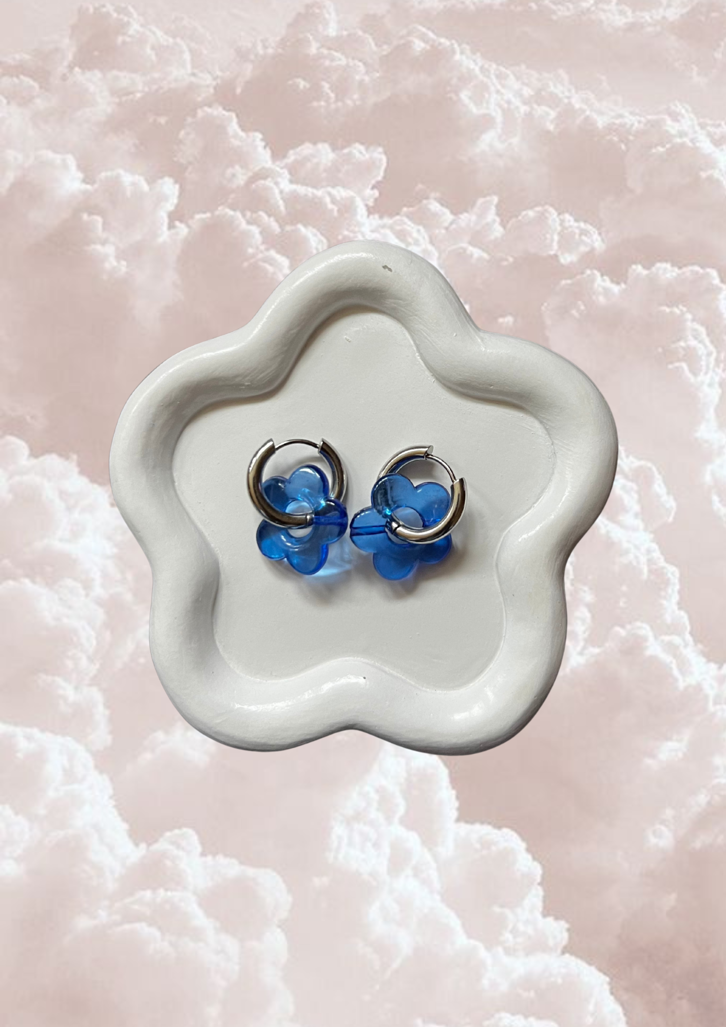 Boucle d'oreille Marguerite bleu