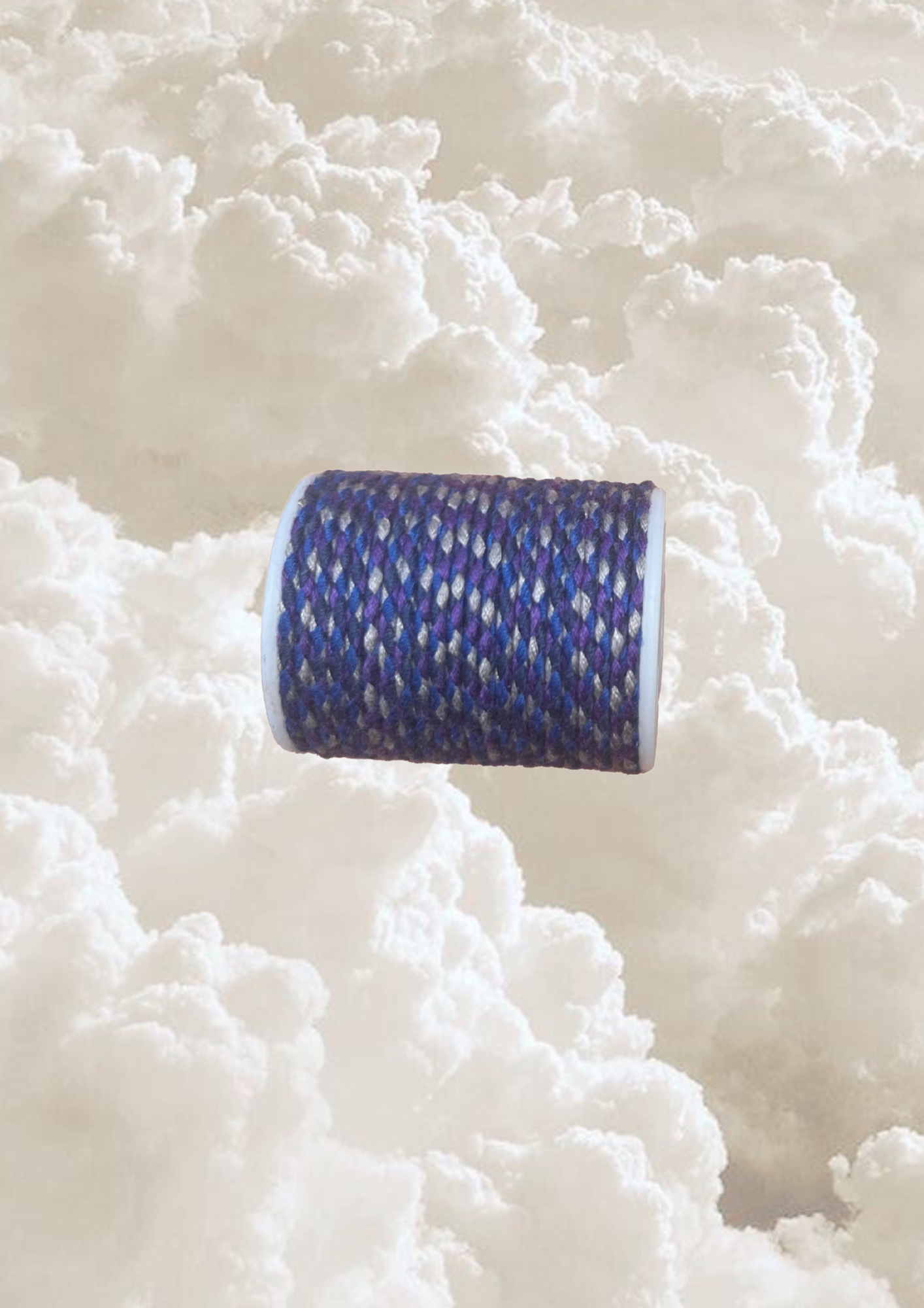 Cordon coton bleu, gris et violet