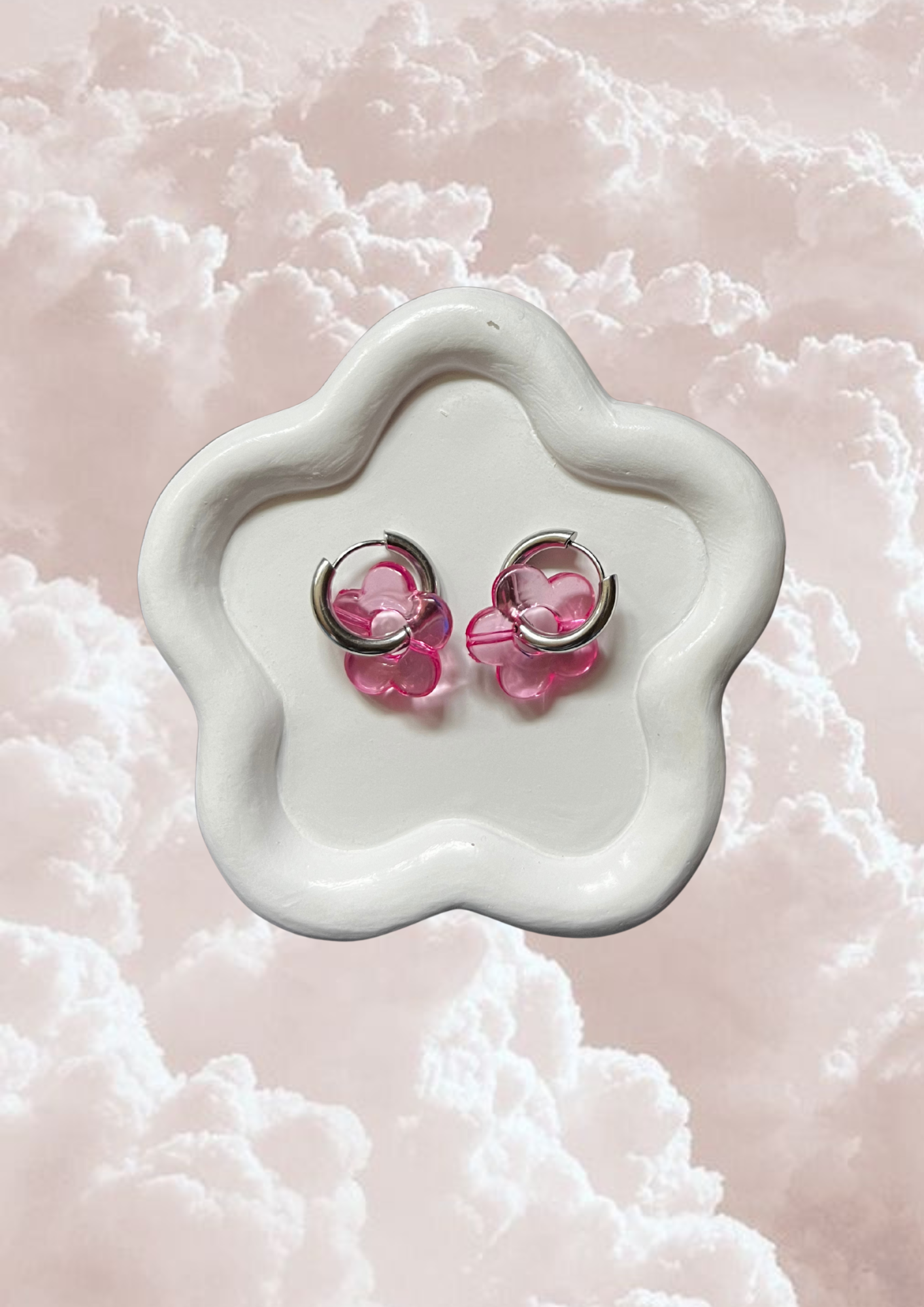 Boucle d'oreille Marguerite rose