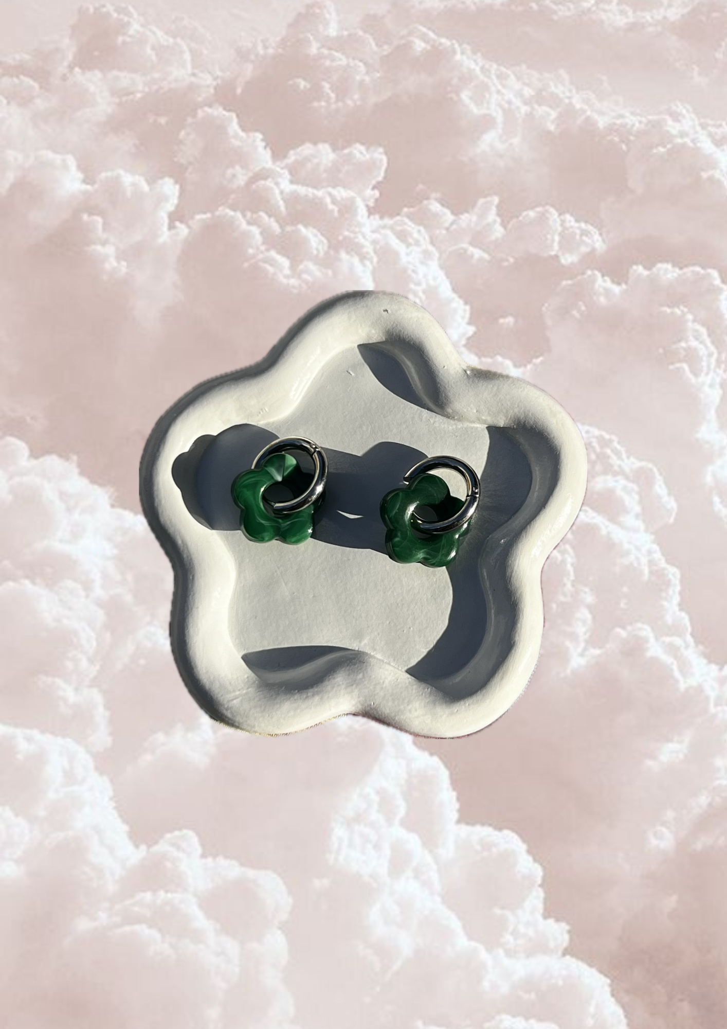 Boucle d'oreille Marguerite verte