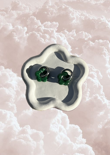 Boucle d'oreille Marguerite verte
