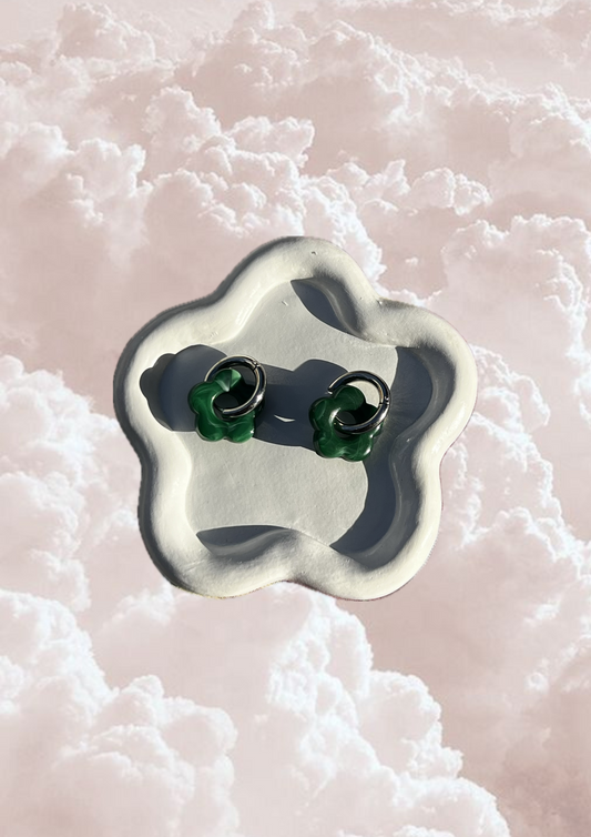 Boucle d'oreille Marguerite verte
