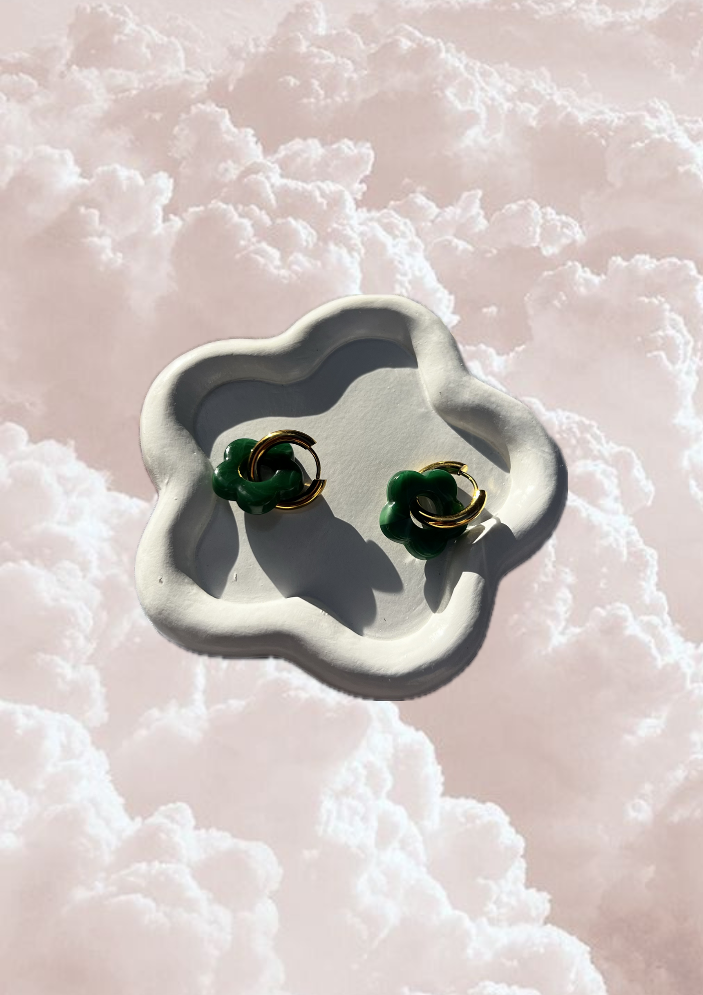 Boucle d'oreille Marguerite verte