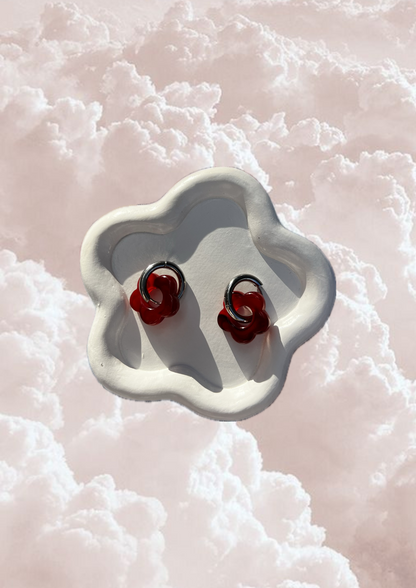 Boucle d'oreille Marguerite rouge
