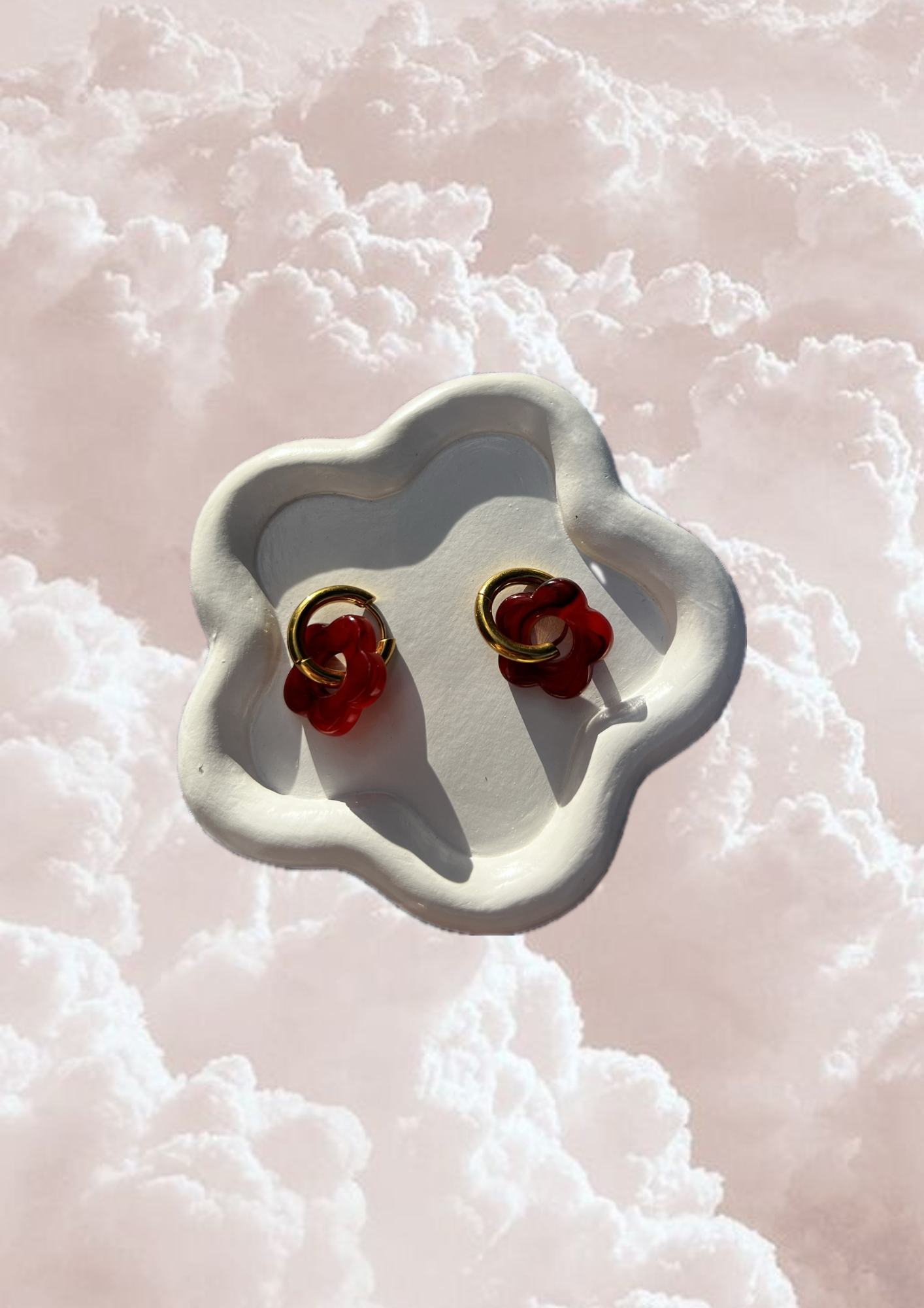 Boucle d'oreille Marguerite rouge