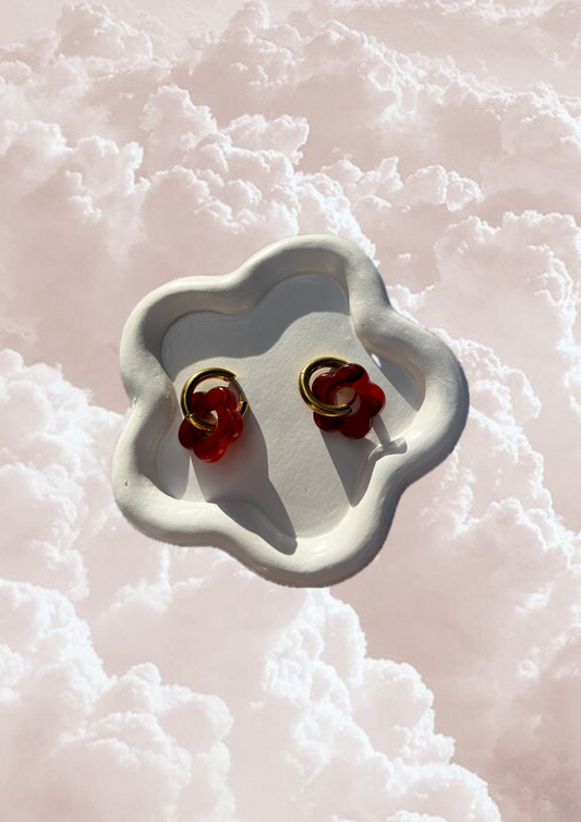 Boucle d'oreille Marguerite rouge