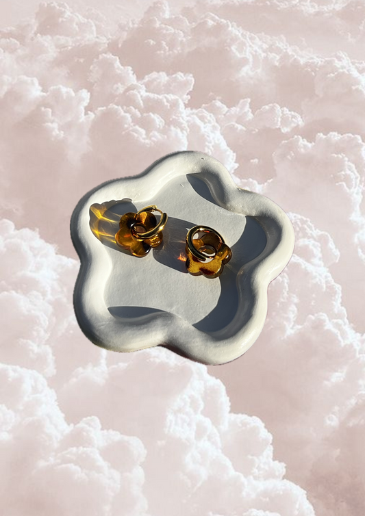 Boucle d'oreille Marguerite marron