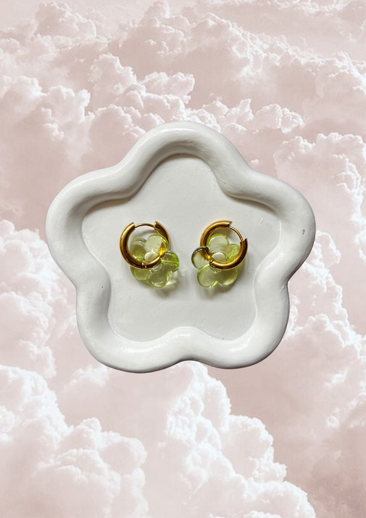 Boucle d'oreille Marguerite verte clair