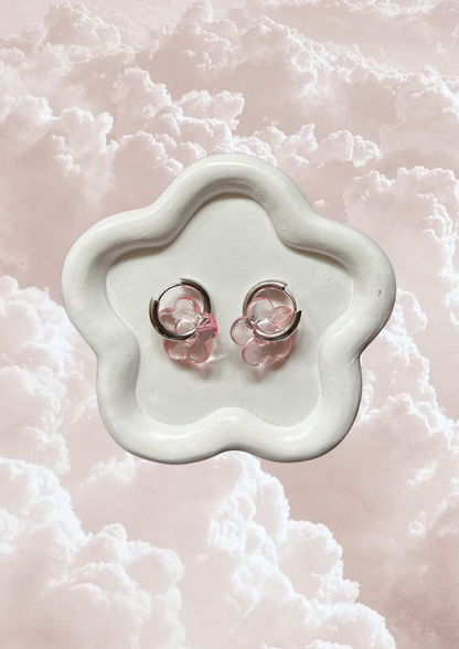 Boucle d'oreille Marguerite rose clair