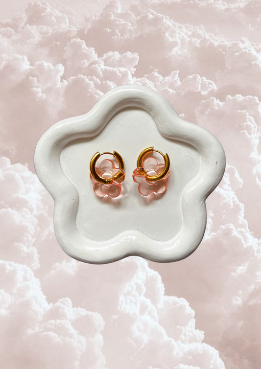 Boucle d'oreille Marguerite rose saumon