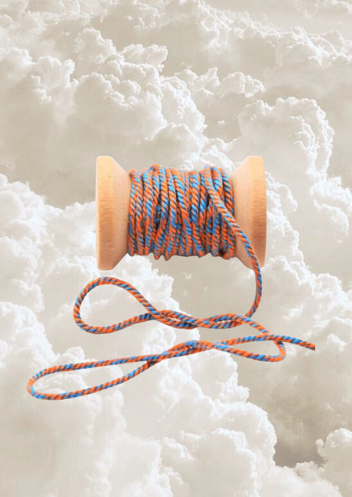 Cordon coton orange et bleu