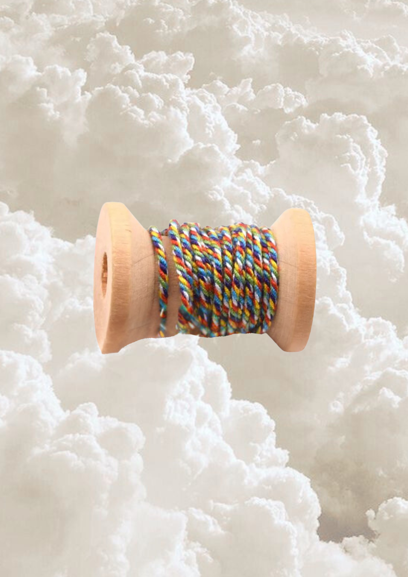 Cordon coton jaune, rouge et bleu