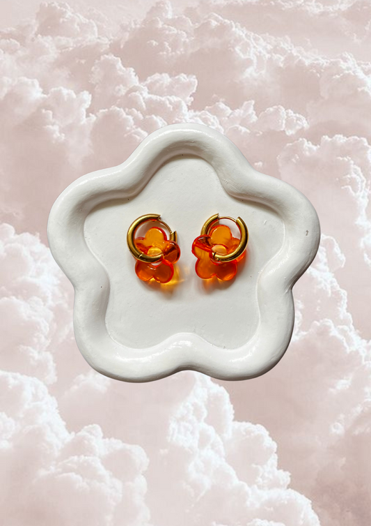 Boucle d'oreille Marguerite orange