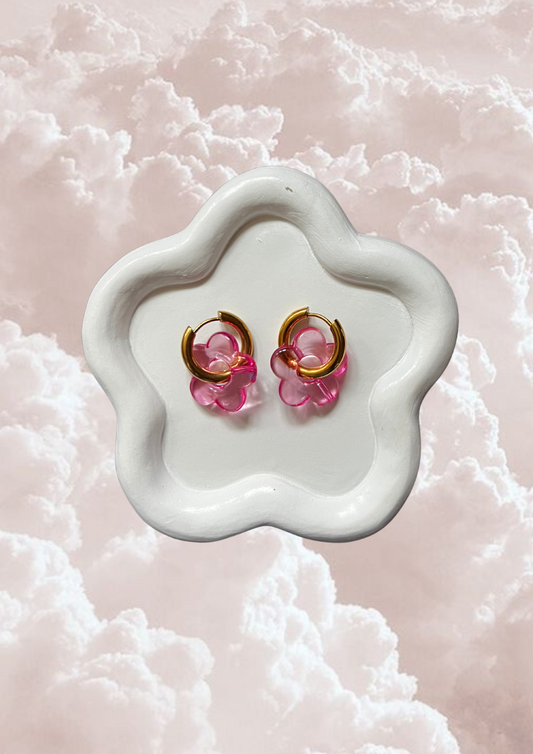 Boucle d'oreille Marguerite rose