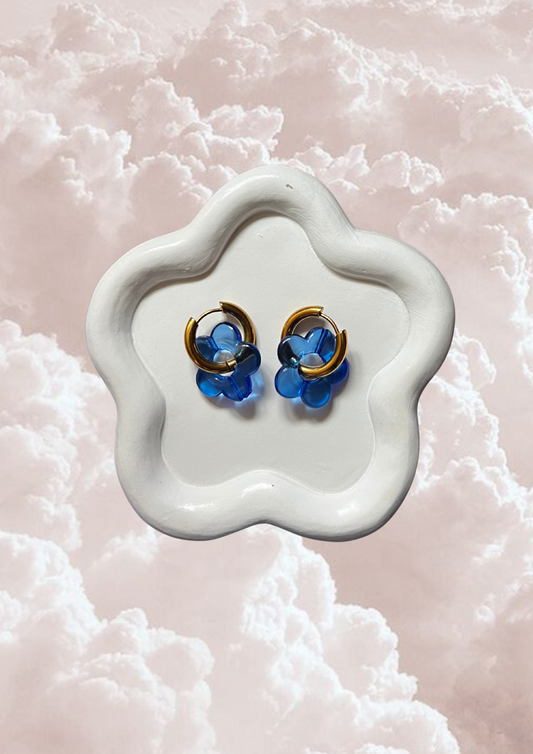 Boucle d'oreille Marguerite bleu
