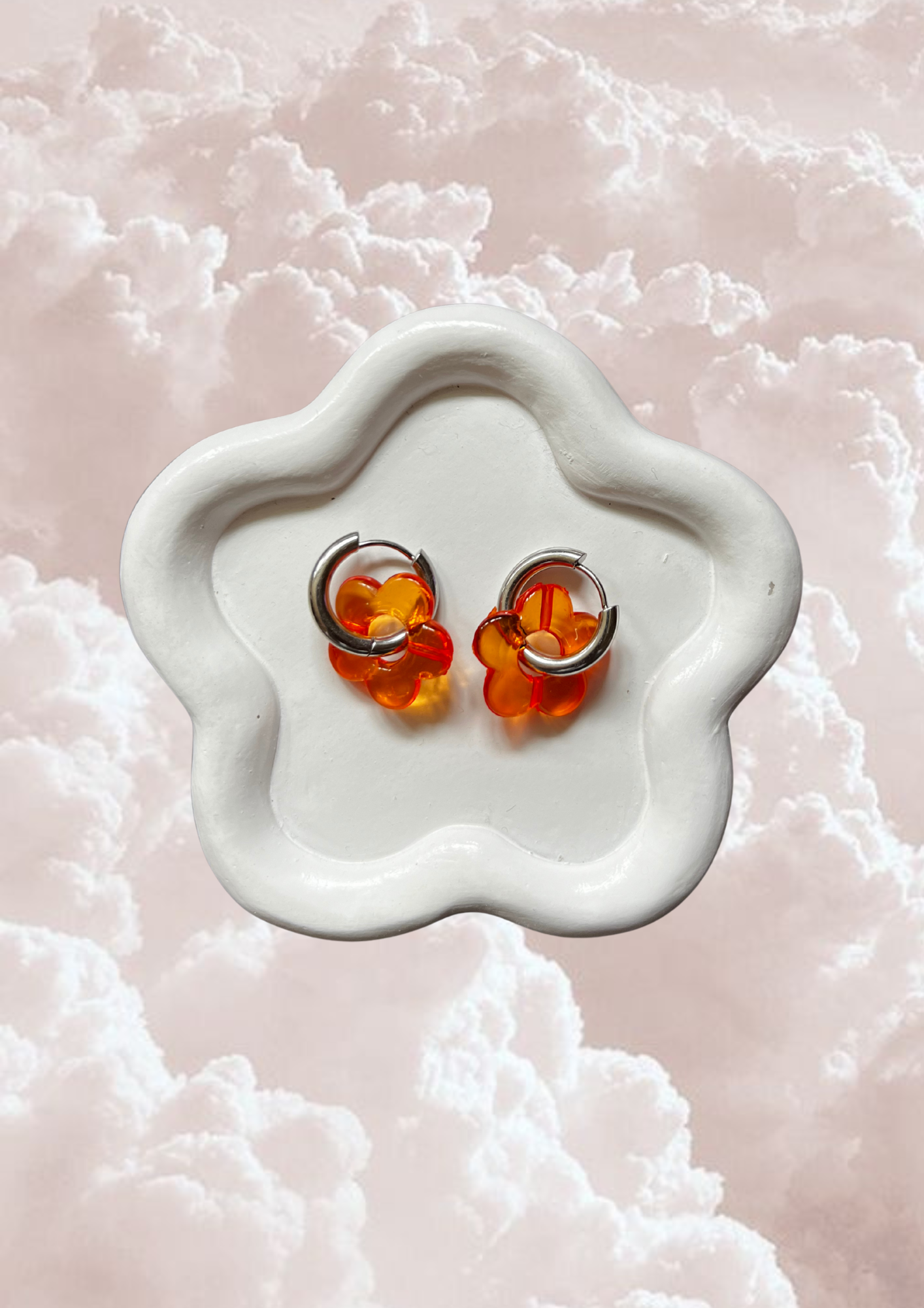 Boucle d'oreille Marguerite orange