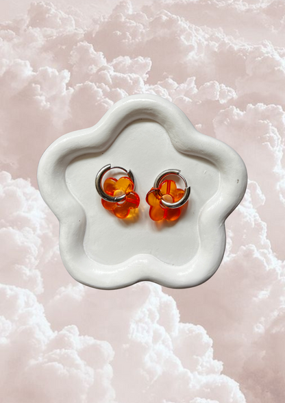 Boucle d'oreille Marguerite orange