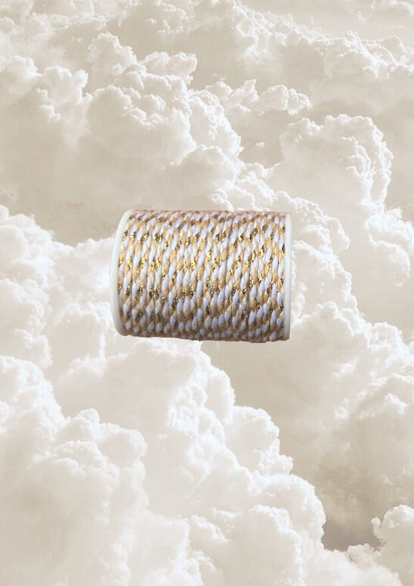 Cordon coton blanc, nude et doré