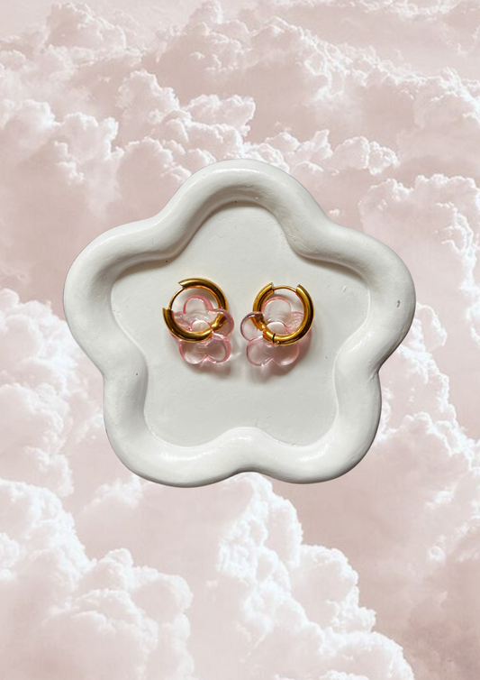 Boucle d'oreille Marguerite rose clair