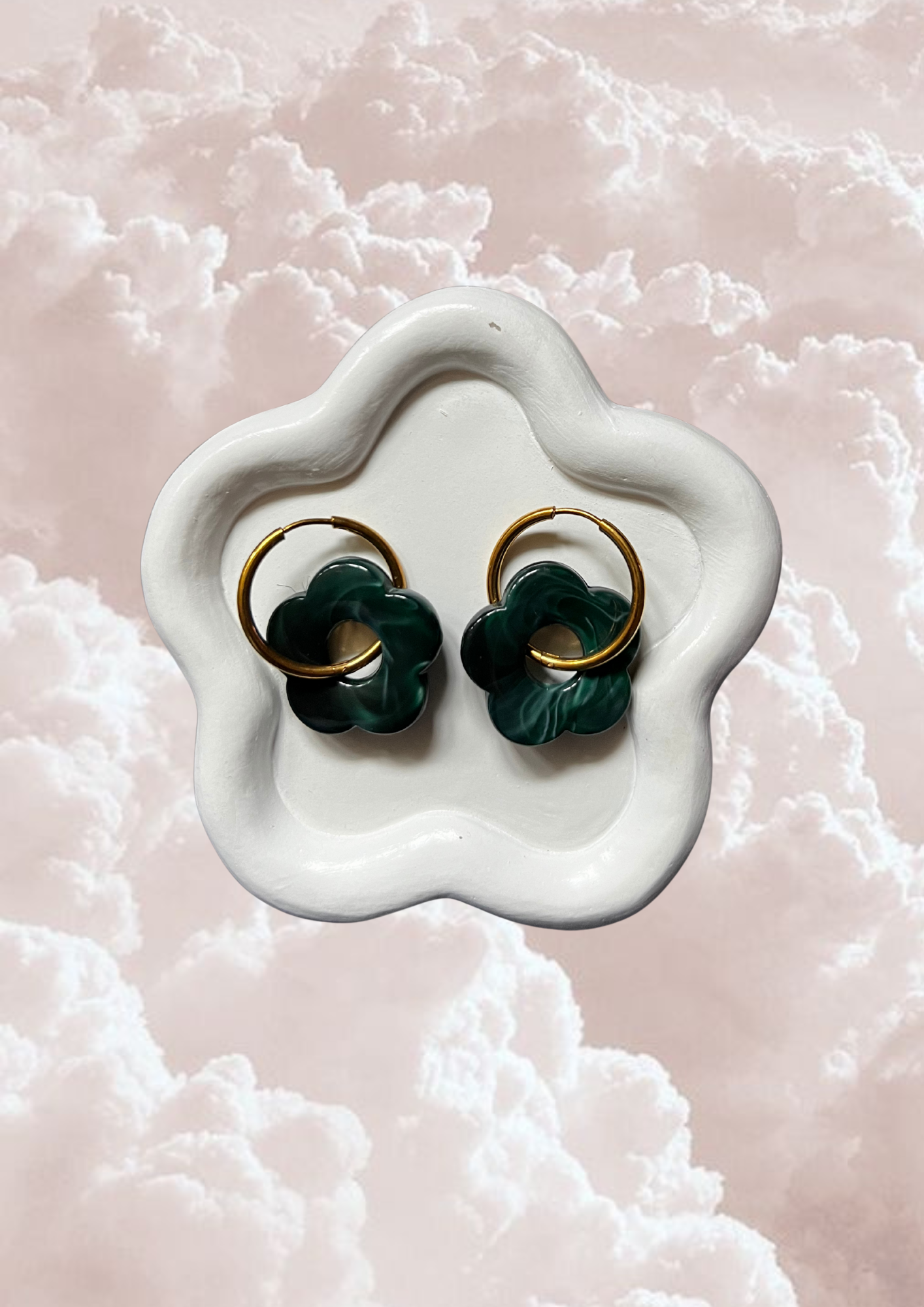 Boucle d'oreille Jade vert foncé