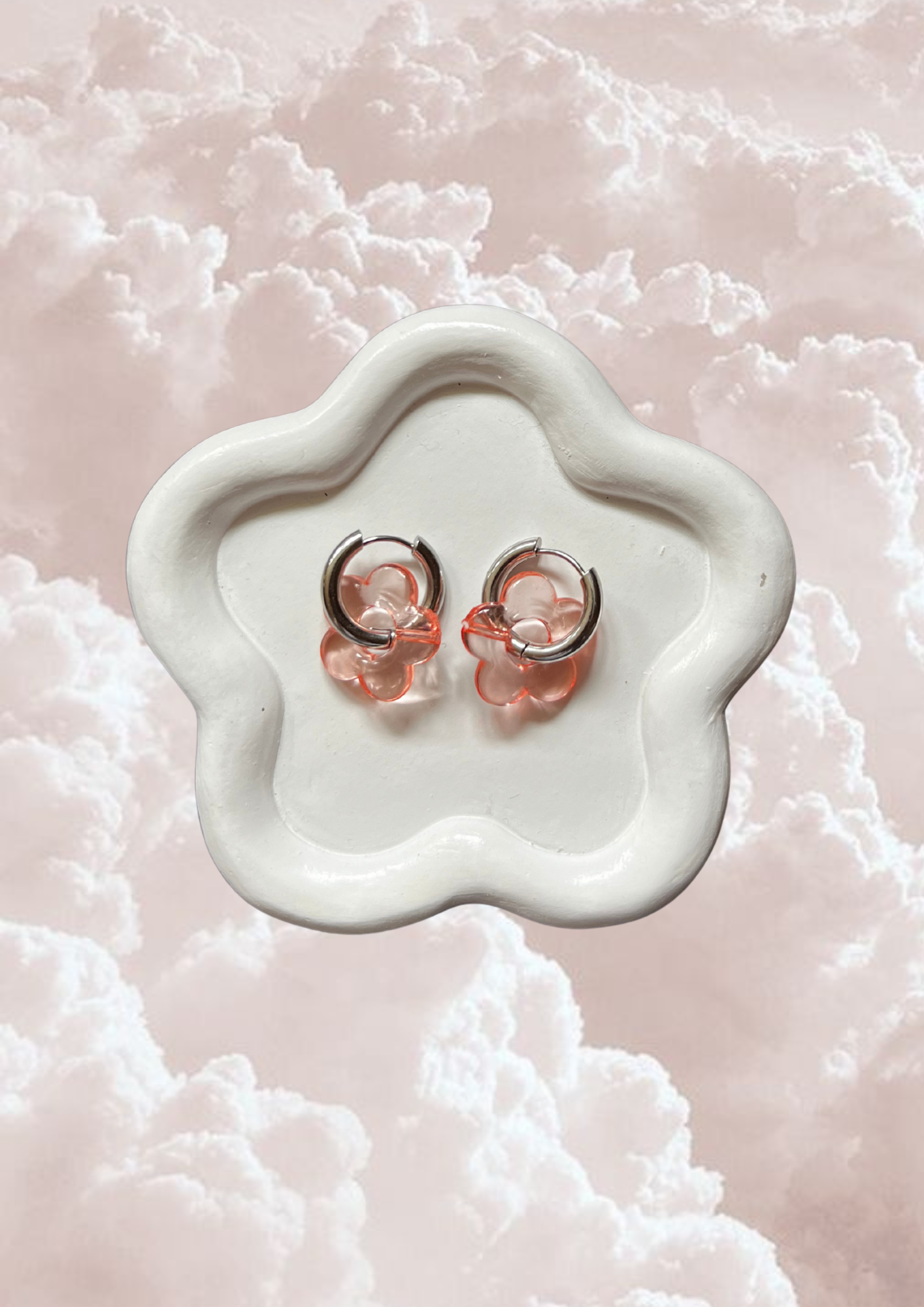 Boucle d'oreille Marguerite rose saumon