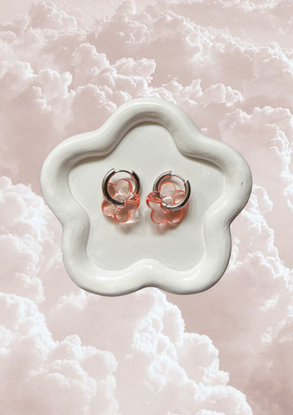 Boucle d'oreille Marguerite rose saumon