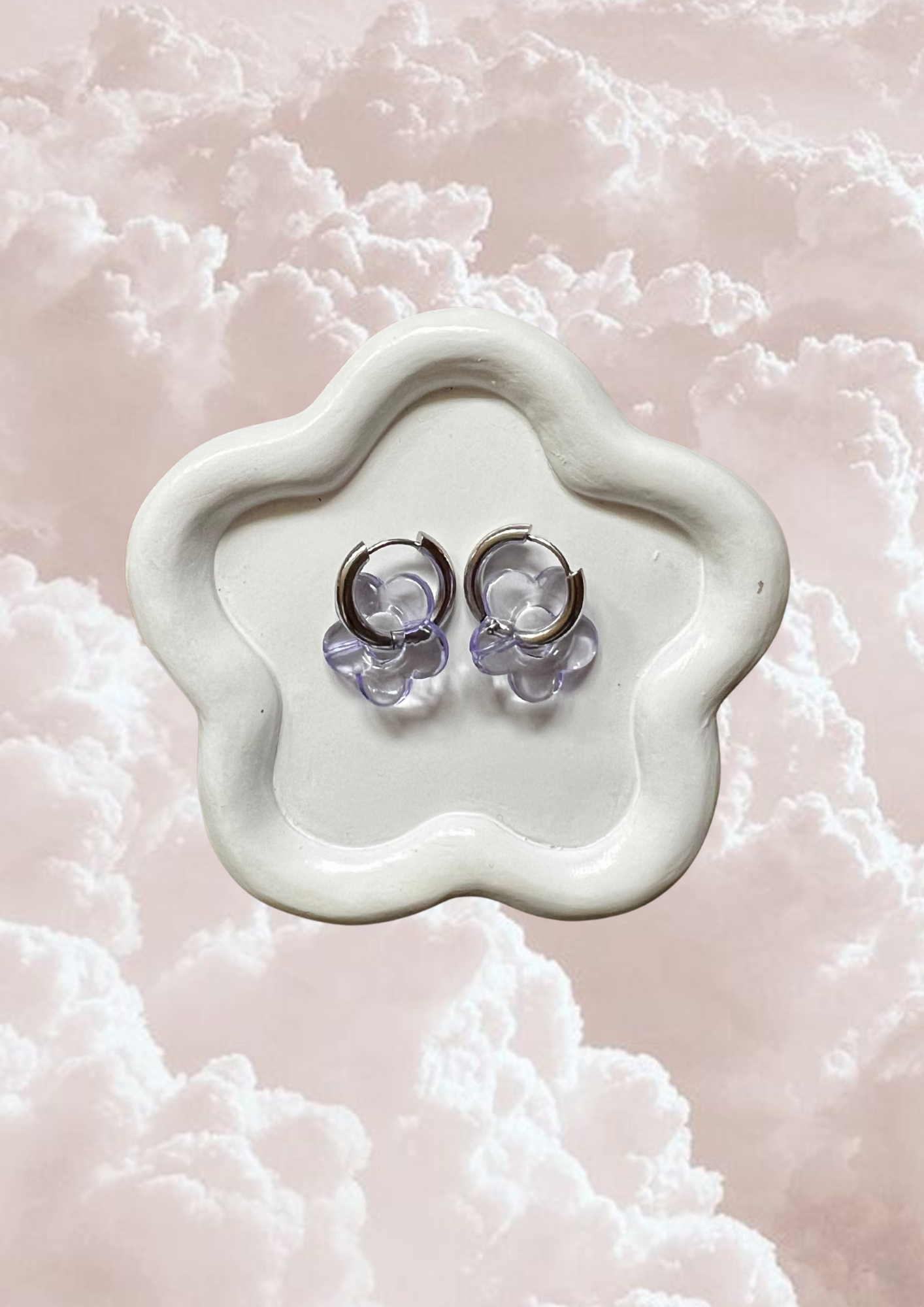 Boucle d'oreille Marguerite violette