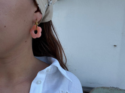 Boucle d'oreille Jade orange
