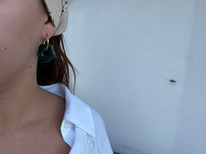 Boucle d'oreille Jade vert foncé