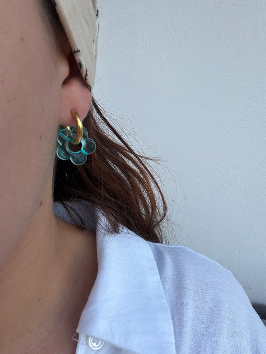 Boucle d'oreille Marguerite turquoise