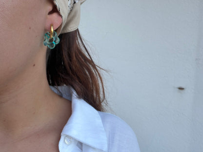 Boucle d'oreille Marguerite turquoise