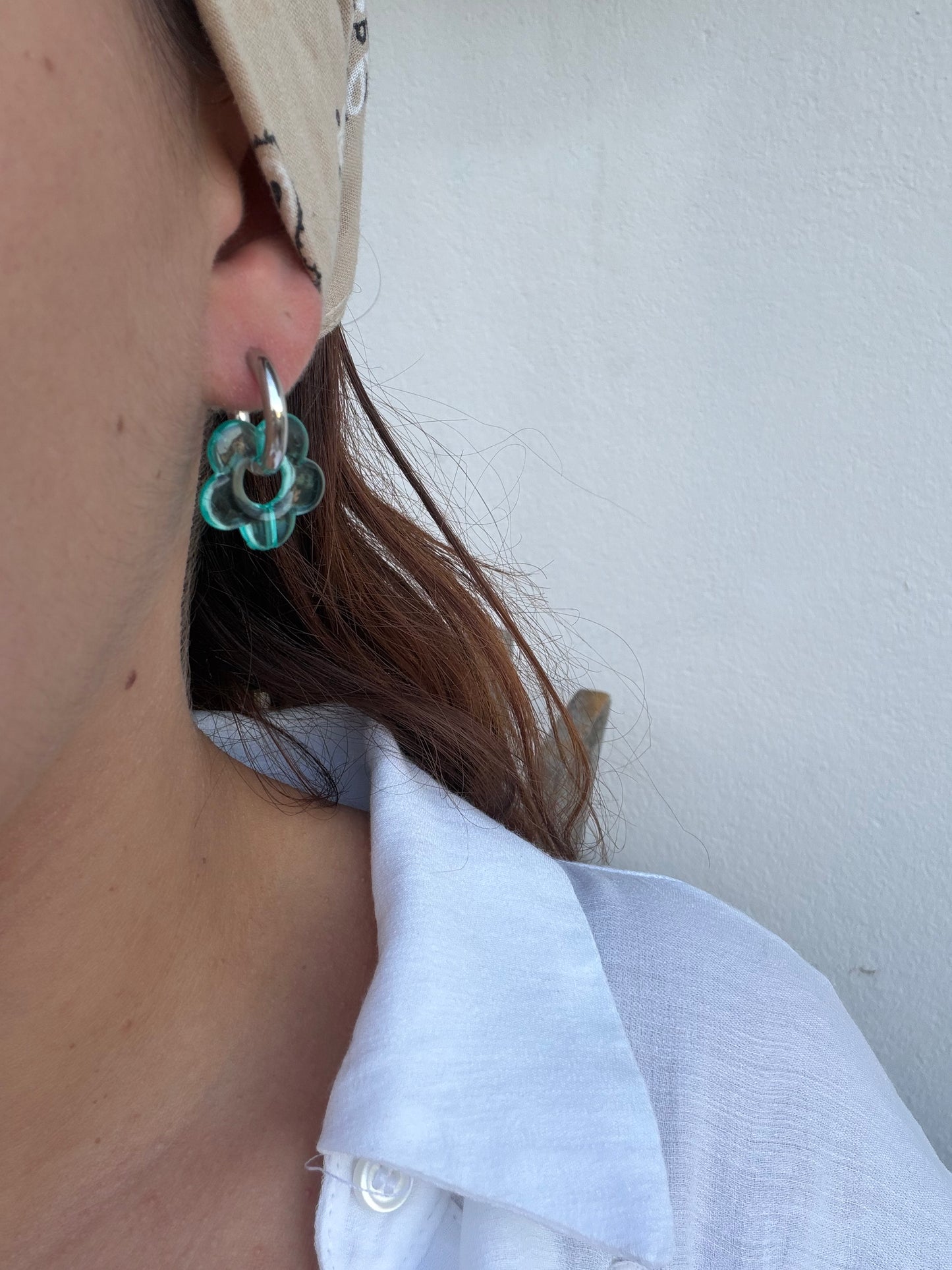 Boucle d'oreille Marguerite turquoise