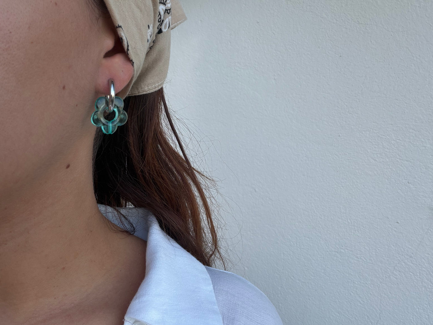 Boucle d'oreille Marguerite turquoise