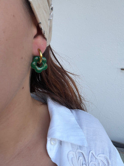 Boucle d'oreille Marguerite verte