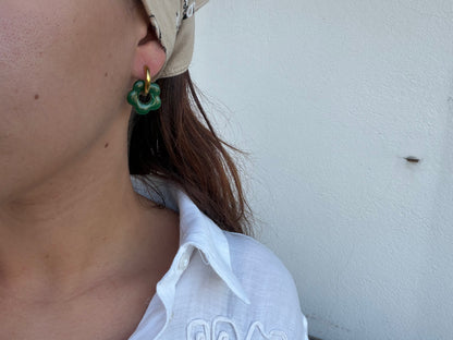 Boucle d'oreille Marguerite verte