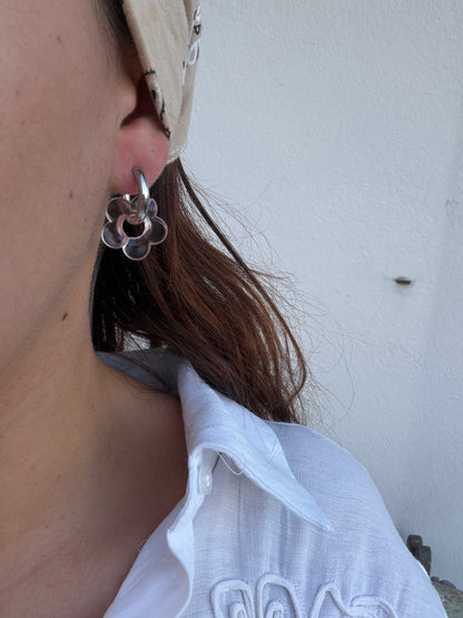 Boucle d'oreille Marguerite rose clair