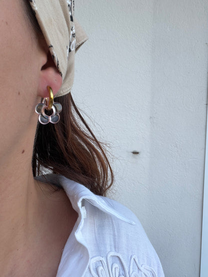 Boucle d'oreille Marguerite rose clair