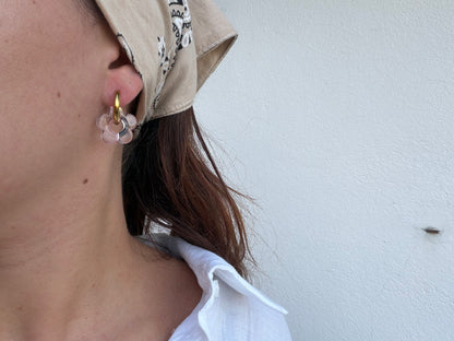Boucle d'oreille Marguerite rose clair