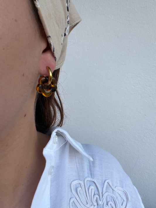 Boucle d'oreille Marguerite marron