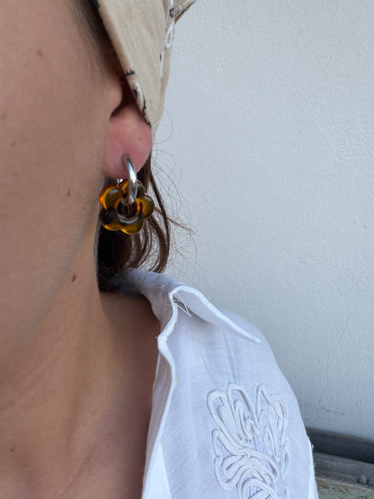 Boucle d'oreille Marguerite marron