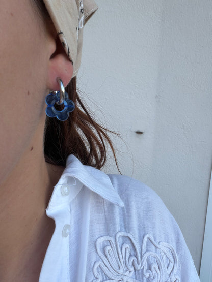 Boucle d'oreille Marguerite bleu