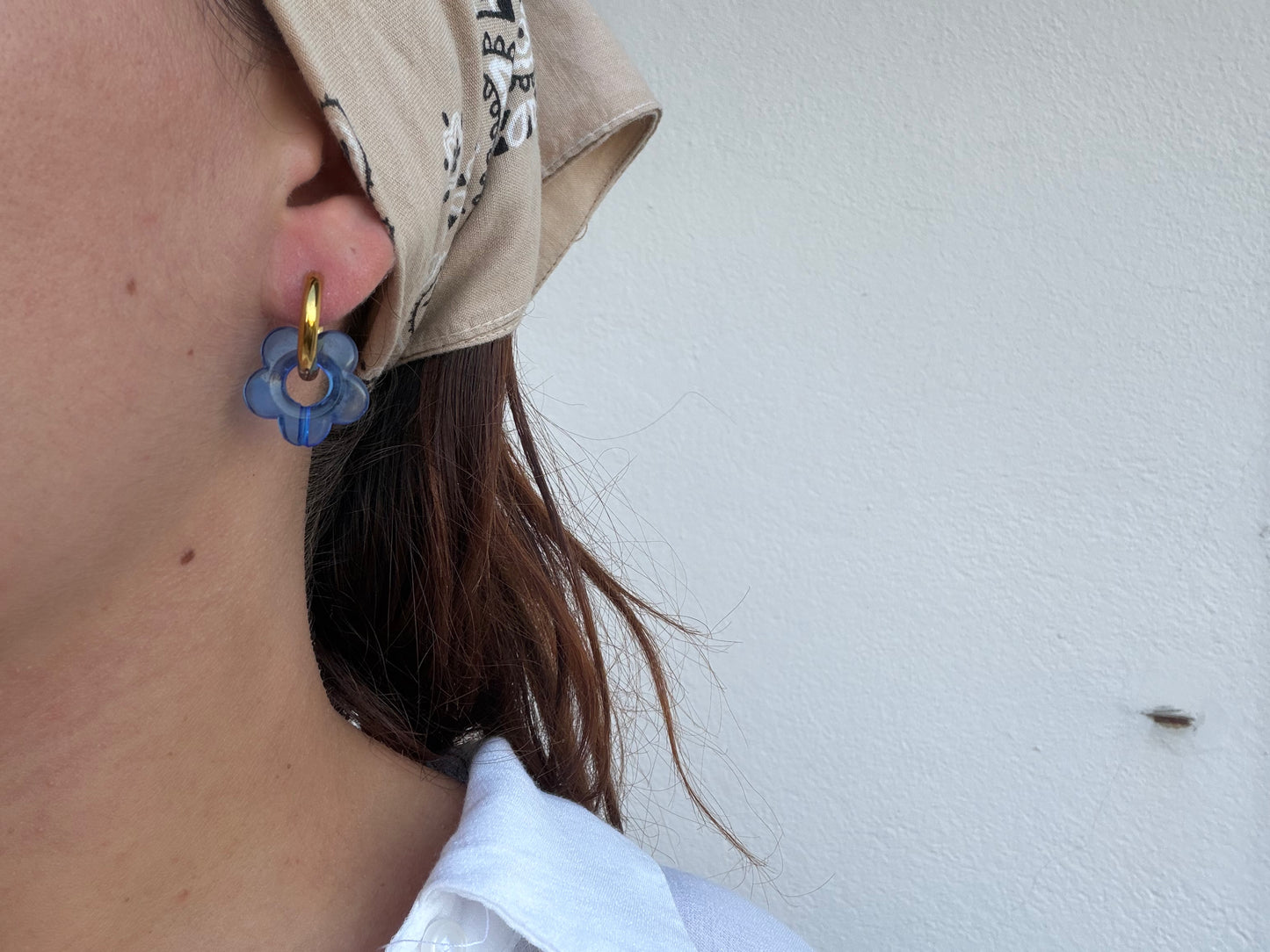 Boucle d'oreille Marguerite bleu