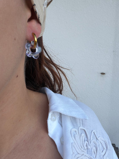 Boucle d'oreille Marguerite violette