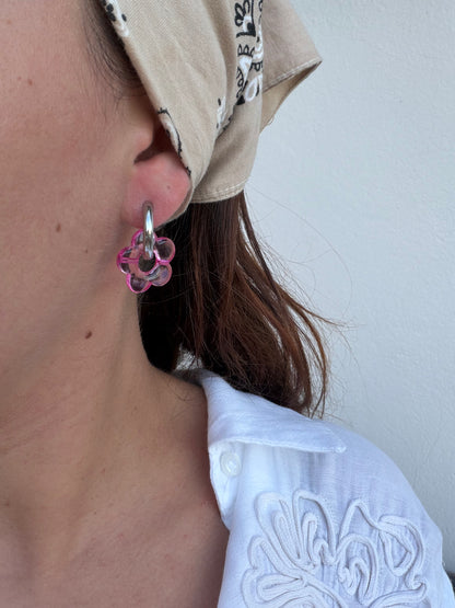 Boucle d'oreille Marguerite rose
