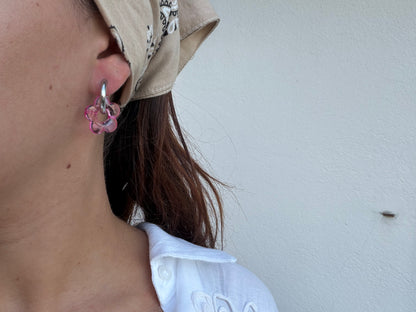 Boucle d'oreille Marguerite rose
