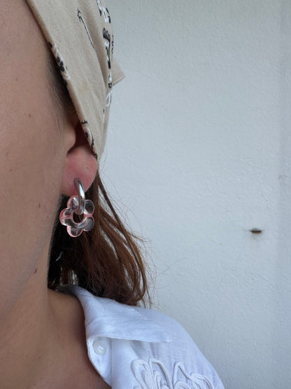 Boucle d'oreille Marguerite rose saumon