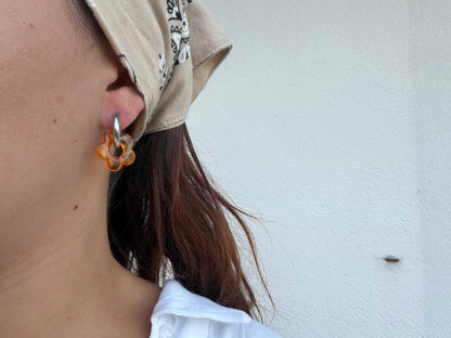 Boucle d'oreille Marguerite orange