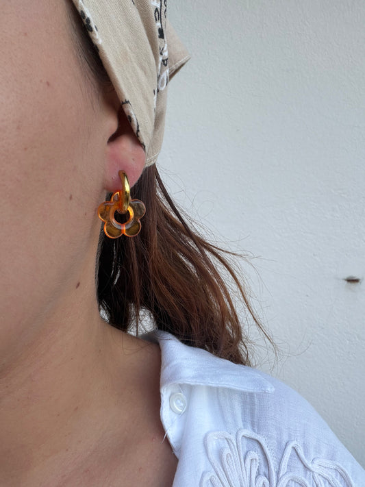 Boucle d'oreille Marguerite orange