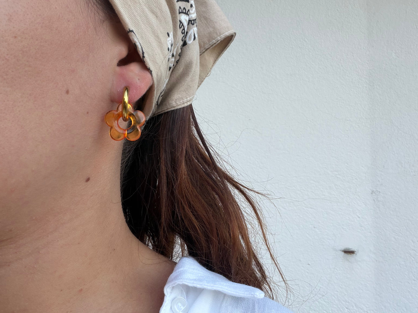 Boucle d'oreille Marguerite orange