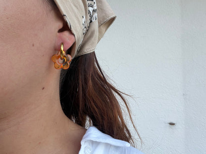 Boucle d'oreille Marguerite orange
